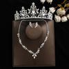 Conjunto de três peças para noiva: coroa, colar e brincos. Acessórios de cabelo para casamento. Acessórios de casamento. Coroa estilo coreano.