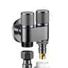 Válvula angular de acero inoxidable para lavadora de doble salida, una entrada dos salidas, válvula doméstica de parada automática de agua, conector uno a dos