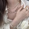 Yimo Nicho Retro Verano Caramelo Color Mezclado Collar de Perlas Bebé Lujo Accesible para Mujer Delicado Cadena Clavícula Apilada Europea y Americana