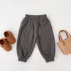 Pantalones casuales de algodón puro nuevos de otoño, pantalones tipo jogger holgados y harén para niñas y niños