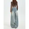 Jeans petite para mujer con estampado de estrellas, nuevo estilo de otoño, retro americano, holgados, rectos anchos