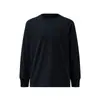 Camiseta de manga larga para mujer de algodón 100% de 230 g para primavera y otoño, corte holgado, cuello redondo pequeño, top cortavientos, suave y cómoda, capa base básica versátil