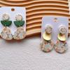 Pendientes de cerámica suave hechos a mano transfronterizos, pendientes de costura geométrica para mujer, pendientes suaves de arcilla polimérica de alta calidad