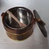 Balde de madeira para arroz isolado, redondo com tampa, uso comercial, recipiente de arroz de sushi para hotel/restaurante, balde pequeno de madeira para servir arroz e louças.