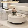 Mesa de Centro Redonda em Laje de Pedra Preto e Branco Francês Combinação Sala de Estar Pequeno Apartamento Casa Minimalista Moderna Luxo Leve Mesa de Chá de Alta Qualidade