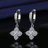 Deseo Transfronterizo Aliexpress Más Vendido Pendientes de Zirconia Chapados en Oro Blanco Trébol de Cuatro Hojas Pendientes de Clip de Compromiso de Lujo para Mujeres