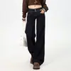 Calça Jeans Flare Duplo Botão Slim Fit Stretch Estilo Retrô Americano na Cor Original do Jeans, Calça Versátil de Perna Reta para Primavera