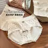 Ropa interior femenina de encaje francés, talle medio, 10A, antibacteriana, con entrepierna extendida y elástico, que cubre las caderas. Ropa interior de algodón con estampado dulce para mujer.