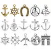 Pingente estilo europeu e americano, materiais para joias artesanais DIY, pingente de âncora de navio antigo de prata vintage, acessórios para bolsa de liga