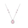 Colar Gota Rosa para Mulheres, Corrente de Clavícula de Zircônia Gota d'Água de Luxo Leve Nicho, Pingente de Diamante Rosa Versátil da Moda