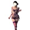 Roupa íntima sexy transparente de manga comprida para quadril vestido paixão quente sexy uniforme tentação pijama conjunto