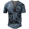 Camiseta masculina europeia e americana de verão de 2023 com sete aberturas para o Halloween, impressão 3D, manga curta, gola em V, retrô, camiseta engraçada masculina
