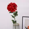 Ramo de crisantemos de una sola rama con hojas piña crisantemo boda decoración del hogar floral flor de seda crisantemo de mesa grande