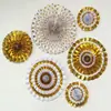 8 Un conjunto de abanicos de flores de papel huecos bronceados para fiesta de cumpleaños de boda europea y americana, abanico de origami de una sola capa de 6 a 20 pulgadas