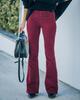 Amazon transfronterizo otoño e invierno mujeres color liso cintura alta ajustados micro acampanados pantalones pana cintura elástica casual fabricantes