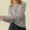 Top Casual Versátil con Adorno de Encaje de Lana Rina Berry para Mujeres Petites Suéter Minimalista Francés