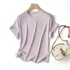 Flocos de NeveLeveRespirávelEnroladoOmbro CaídoSoltoEmagrecedorGola RedondaSuéterCamiseta TopMulherVerão