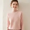 Suéter de Cashmere com Gola Alta Meia-Altura de Camada Dupla Espessa para Mulheres, Outono e Inverno Solto de Manga Longa Pulôver Suéter Base de Tricô de Lã, Suéter Versátil