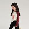 Camiseta Raglan Manga Contrastante para Meninas Manga Longa Outono 2024 Nova Solta Confortável Camiseta Infantil Estampada Camiseta Básica para Meninas