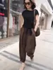 Conjunto de Moda Casual de Verano para Mujer, Nueva Camiseta de Manga Corta, Pantalones Harem Sueltos de Moda Casual, Conjunto de Dos Piezas de Algodón
