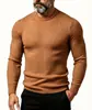 Suéter Masculino de Tricô Liso Slim Fit com Elastano, Gola Redonda e Design em Ponto Trançado, Suéter Pulôver Fashion para Homens, 2026