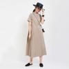 Vestido Estilo Oscuro 2024 Tallas Grandes Ropa para Mujer Estilo Japonés Dobladillo Amplio Color Sólido Algodón Lino Patchwork Irregular Estilo Callejero Japonés