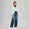 Jeans de algodón holgados de pierna ancha estilo vintage transfronterizos para mujer, pantalones casuales versátiles de longitud hasta el suelo para otoño 2026
