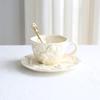 Taza de Café y Platillo de Cerámica Retro Crema Cupido Ángel Corte Europeo Té de la Tarde Inglés Taza de Té Negro