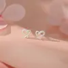 Brincos de Tarraxa Coração de Renda Estilo Coreano Prata Pura S999, Doces e Elegantes para o Dia a Dia, Brincos Versáteis de Luxo Leve, Dropshipping
