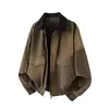 Jaqueta de Algodão Lavado Vintage Tendência Estilo Americano Nova para Outono/Inverno 2026 para Homens, Modelagem Solta Versátil com Gola Reversível Jaqueta de Trabalho Venda por Atacado