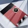 Adecuado para Huawei Mate XT2, este estuche para teléfono cuenta con una tapa abatible chapada, un diseño de ventana, una bisagra de doble eje, una función de suspensión/activación y es a prueba de golpes, y está hecho de cuero