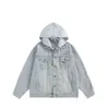 Nueva Chaqueta Vaquera Casual para Hombre 2025 Moda Atractiva Retro Falso Dos Piezas Holgada con Capucha Chaqueta Vaquera para Hombre