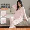 Ropa postparto de algodón elástico para primavera y otoño, pijama de lactancia postparto para mujer con almohadillas en el pecho, conjunto holgado de maternidad, ropa de casa de manga larga