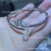 Pulsera de Nudo de Bambú de Plata Pura 999.9, Simbolizando Paz, Buena Fortuna y Prosperidad, Pulsera Abierta, Disponible para Transmisión en Vivo y Dropshipping