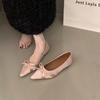Zapatos Doudou Otoño e Invierno 2025 Ropa Exterior Tacón Bajo Cómodos Boca Baja Lazo Planos de Gama Alta para Mujer Zapatos de Commuter Franceses Modernos