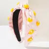 Nova Faixa de Cabeça Estilo Coreano de Aba Larga com Nó da Série Frutas para Mulheres com Acessórios de Pérola e Limão para Vestir Penteados Doces e Fofos