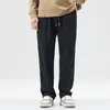 Pantalones Pesados Hanska para Hombre Invierno con Forro Polar Gruesos de Marca Moderna Sueltos Deportivos con Cordón Rectos Negros para Piso