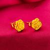 Pendientes de botón de rosa de oro arena de Vietnam para mujer, joyería de oro arena de moda para mujer, entrega en vivo, pendientes de botón de joyería para mujer