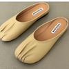 Chinelos Baotou para Uso Externo Feminino 2025 Novo Chinelo Mule Francês Preguiçoso Vovó Feijão Sapatos Rasteirinhas Chinelos de Meio Dedo da Moda