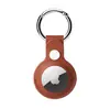 Estojo de Couro PU Curto Anti-Perda para Apple Airtag Chaveiro Localizador Rastreador de Animal de Estimação