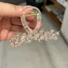 Pinza de Garra con Perlas de Cristal Original de Industria Pesada Tamaño Grande Clip de Tiburón de Resina Transparente Estilo Elegante Pinza para Moño Accesorios para el Cabello para Mujeres