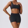 Sujetador Deportivo Europeo y Americano sin Espalda para Mujer, Profesional con Almohadillas en el Pecho, Chaleco Deportivo para Vestir, Pantalones Cortos de Moda, Conjunto de Yoga Adelgazante