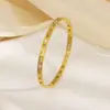Nuevo Pulsera de Acero de Titanio Dorado para Mujer, Pulsera de Zirconia que No se Desvanece para Pareja, Lujo Ligero, Pulsera Anillo de Gama Alta, Joyería de Mano