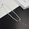 Pulsera Brazalete Collar con Broche Cruzado de Zirconia Incrustada con Perlas Estilo Dulce, Cadena de Cuello Única Versátil de Alta Gama, Exquisita