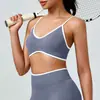 Lingerie Europeia e Americana de Cores Contrastantes com Costas Bonitas, Sutiã Esportivo de Alta Elasticidade Amigo da Pele, Top de Yoga Sem Mangas com Decote U para Corrida ao Ar Livre de Secagem Rápida