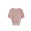 Camiseta lisa simples e versátil para mulheres, 26 novos estilos de verão, blusa de tricô gola redonda elegante e sofisticada