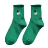 Calcetines Rojos para Mujer, Calcetines de Media Pantorrilla para Otoño e Invierno Navidad, Absorbentes de Sudor, Antiolor, Bordado de Dibujos Animados, Estilo a Juego para Parejas, Calcetines Cálidos de Algodón al por Mayor