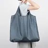 Bolsa de Compras Plegable Impermeable Extra Grande de Tela Oxford Bolso de Hombro Gran Capacidad Bolsa de Almacenamiento para Supermercado Color Sólido Bolsa Plegable Ecológica