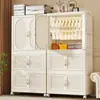 Armario para niños sin instalación, gabinete de almacenamiento para ropa de bebé, pequeño armario para bebés, gabinete de almacenamiento plegable organizador para el hogar de plástico