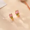 Brincos de zircônia banhados a ouro 14k, estilo ins personalizado e moda transfronteiriça, brincos versáteis de luxo leve, requintados e de nicho